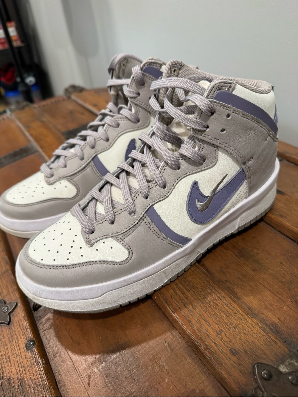 Nike High-Top Sneakers in Gray, Cream and Lavender